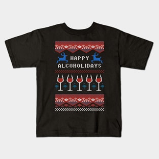 Happy Alcoholidays Ugly Christmas Sweater Funny Xmas TShirts Kids T-Shirt